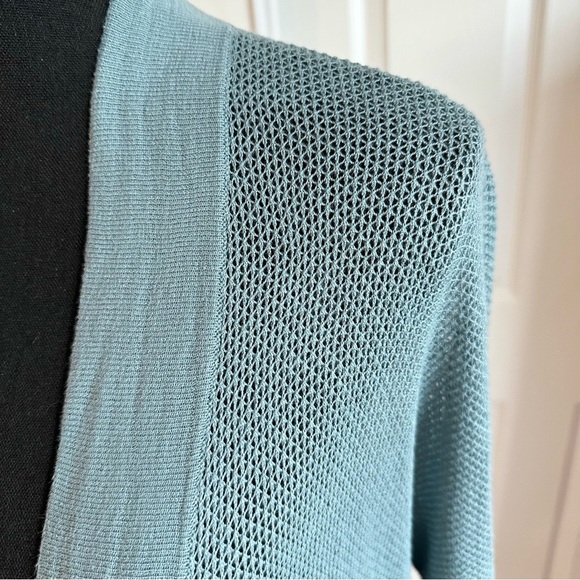 LOFT Antique Blue Waffle Knit Cardigan Sweater - Picture 2 of 5